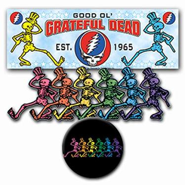 Imagem de C&D Visionary Faixa de 3 peças Grateful Dead Sticker, patch, conjunto de botões, azul, vermelho