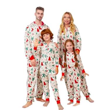 Imagem de VNVNE Conjunto de pijama combinando de Natal para a família, pijama de Natal fofo de uma peça, pijama com capuz estampado com zíper, Boneca verde, 2-3T