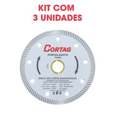 Imagem de Kit 03 Disco diamantado Turbo Porcelanato 110mm - Cortag
