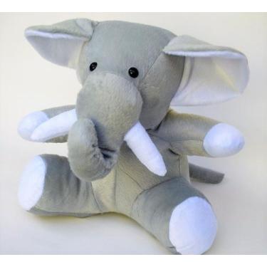 Imagem de Elefante de pelúcia animal de safári floresta selva bichinho com 30 cm