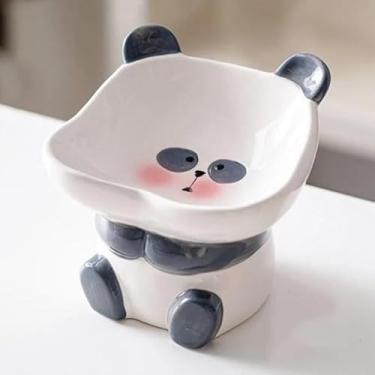 Imagem de Comedouro fofo de Cerâmica Elevado para Animais de Estimação Gatos, Cães, Pets, em Formato de Panda, Leão ou Cachorrinho (Panda)