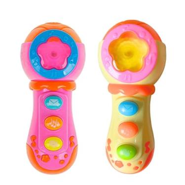 Imagem de Brinquedo Microfone Musical Para Bebê Com Som E Luz (Rosa)