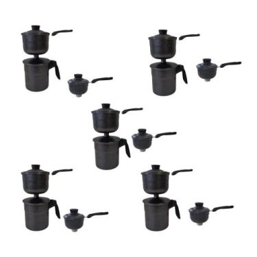 Imagem de Cuscuzeiro preto alumínio craqueado  nordestino 5 unidades - Colombo