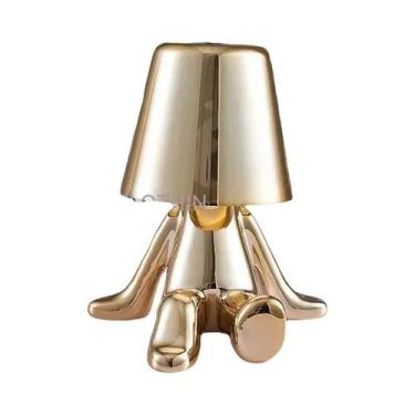 Imagem de Abajur de Mesa Dourado - Luminária de Cabeceira para Quarto, Sala e Re