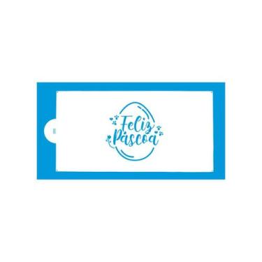 Imagem de Stencil feliz páscoa 34,5x16,5cm - blue star