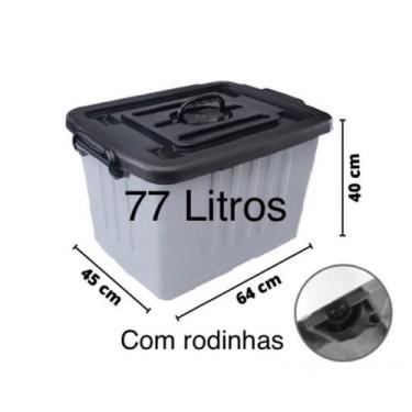 Imagem de caixa organizadora 77 litros com rodinhas tampa e travas - Plasnew