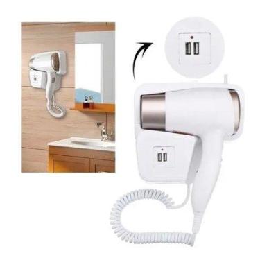 Imagem de Secador Banheiro Quente E Frio Cabelo Fixo Parede Pousada - BDM, 110V