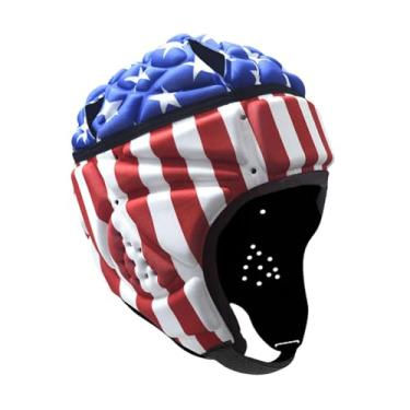 Imagem de Colaxi Capacete de Rugby Protetor Cap Respirável Ajustável À Prova de Choque Capacete de Futebol Headwear para Beisebol Jogando Arremessador de Futebol, Bandeira