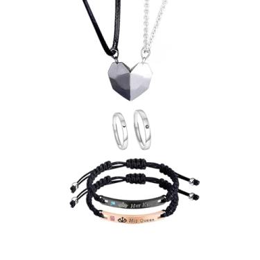 Imagem de PUBBCIA Conjunto de colar Yin Yang para mulheres e homens combinando com pulseira Yin Yang para namorado, namorada, joia do dia dos namorados, One size, Metal, Sem Pedra Preciosa