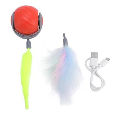 Imagem de Bola Inteligente Recarregável do Brinquedo do Gato, Bola Movente Automática do Brinquedo do Gato Com Cauda Com Som para Gatos Internos (vermelho)