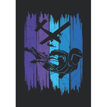 Imagem de Notizbuch A5 liniert mit Softcover Design: Fallschirmspringer Skydiver Vintage Retro Jump Fallschirm: 120 linierte DIN A5 Seiten