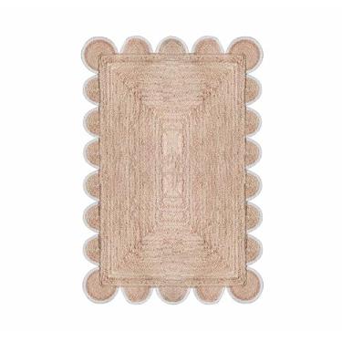 Imagem de Chouhan Rugs Tapetes de juta natural recortados à mão boho interior fazenda trançado tapete para sala de estar, quarto, cozinha (branco-N5, 2x3)
