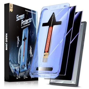 Imagem de MAGIC JOHN Pacote com 2 protetores de tela de vidro ultra privacidade para Samsung Galaxy S24 6,8 polegadas, película de vidro temperado anti-espião de 28°, instalação automática de eliminação de