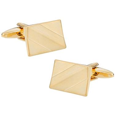 Imagem de Abotoaduras douradas com acabamento acetinado retangular Cuff-Daddy com caixa de apresentação