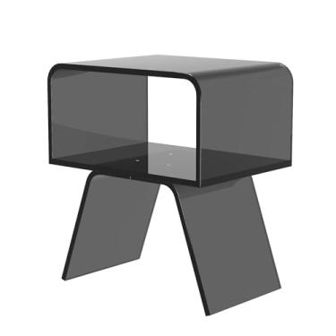 Imagem de Mesa lateral de acrílico mesa de cabeceira moderna mesa de cabeceira transparente para decoração de casa, mesa de canto para sala de estar, 30 cm D x 38 cm L x 50 cm A