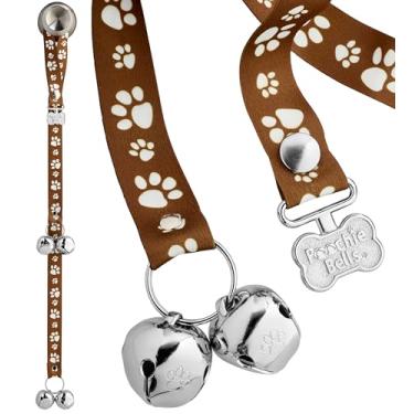 Imagem de PoochieBells The Original Potty Training Bells for Doggie Potty Bells for Doggie Bells, Easy Puppy Training, Barulhento, Durável Sinos Pendurados para Porta, Faixas de Assinatura Marrom