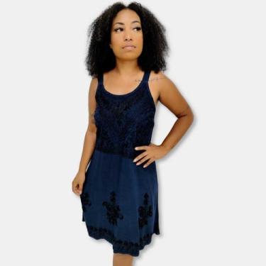 Imagem de Vestido Indiano Curto Alça Bordado Elástico nas costas 8056 - Sarat Mo