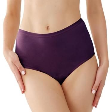 Imagem de REELINDRY Roupa íntima lavável para incontinência, 59 g, cintura alta, à prova de vazamento, absorvente para vazamento pós-parto, pacote com 1 (cereja, M)
