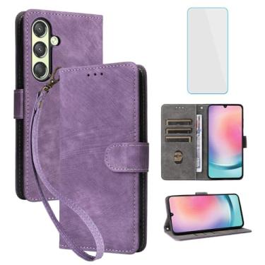 Imagem de IUQXU Capa carteira para celular Samsung Galaxy S25 Plus 5G com protetor de tela [bloqueio RFID] couro flip porta-cartão feminino masculino capa para celular para Samsung S 25 Plus 25S S25+ Galaxy