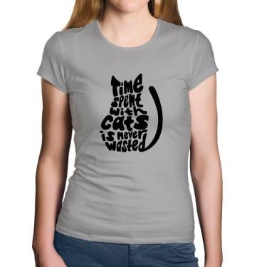 Imagem de Baby Look Algodão Time spend with cats is never wasted - Foca na Moda,