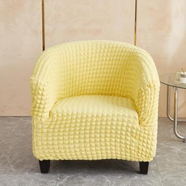 Imagem de Capa de cadeira de sofá antiderrapante à prova de poeira capas de cadeira de café capas de assento de fio de bolhas elásticas - amarelo 01||tamanho regular