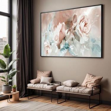 Imagem de Quadros decorativos com Moldura Sala Quarto Floral Rosa Cores Floral A