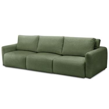Imagem de Sofá Retrátil Reclinável Para Sala 5 Lugares 345cm Egeu F04 Linho Verd