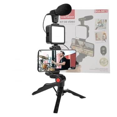 Imagem de Kit de Vídeo Profissional, Suporte para Celular com Tripé, Luz LED 49 LEDs, Microfone Supercardióide, para Streaming e Podcast