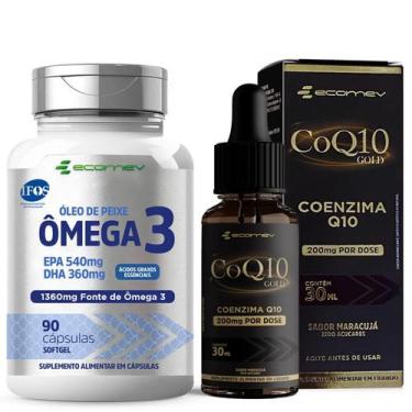 Imagem de Kit Omega 3 1360mg Epa Dha selo Ifos  Coenzima Q10 200Mg Gotas Ecomev