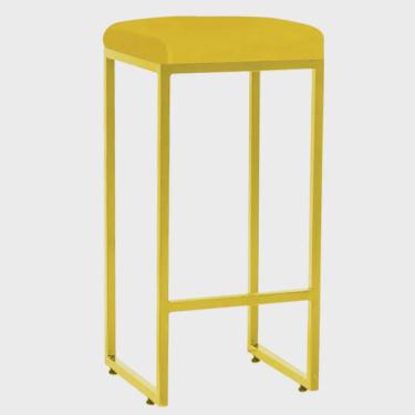 Imagem de Banqueta Alta Lara Para Cozinha Bar Balcão Bistrô Churrasqueira Ferro Dourado Suede Amarelo - Ahz Móveis