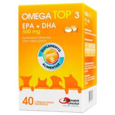 Imagem de Suplemento Alimentar Ômega Top 3 500 mg para Cães e Gatos - AGENER UNI