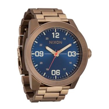 Imagem de Nixon Relógio masculino Corporal SS A346. 100 m resistente à água XL (mostrador do relógio de 48 mm. Pulseira de aço inoxidável de 24 mm), Desert Gold/Arles Blue, Mens Standard, Aço inoxidável