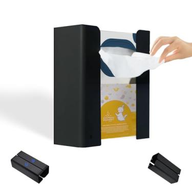 Imagem de Suporte de toalha de papel wagnético de 11 cm de largura para geladeira, suporte magnético de folhas de secador, porta-luvas para cozinha, preto