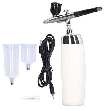 Imagem de VOMEKO Kit de airbrush sem fio, conjunto de aerógrafo portátil, pistola portátil de escova de ar sem fio, carregamento USB estável aerógrafo portátil estável com copo de tinta (Branco)