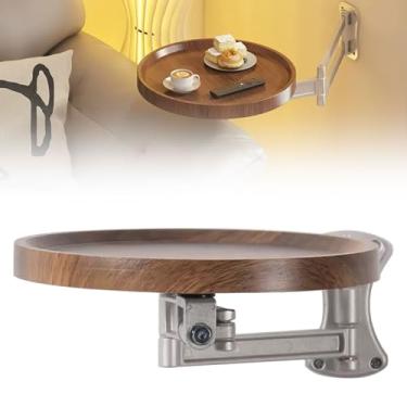 Imagem de Mesa dobrável montada na parede – Mesa dobrável redonda com prateleira extensível | Design dobrável que economiza espaço para quarto, cozinha, escritório, varanda 30 cm de diâmetro, comporta 5 kg