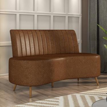 Imagem de Sofá Living Decorativo 2 Lugares 1,60M Katara Marrom Corino G33 - Gran Belo