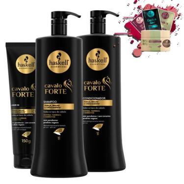 Imagem de Kit Haskell Cavalo Forte Shampoo Condicionador 1l + Leave-in