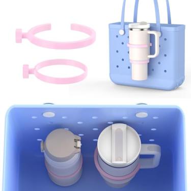 Imagem de OUTXE Pacote com 2 suportes de copo para bolsa Bogg, serve para Stanley de 473 a 850 g, acessório de suporte de bebida compatível com todas as bolsas Bogg e sacola Simply Southern Beach (850 g rosa)