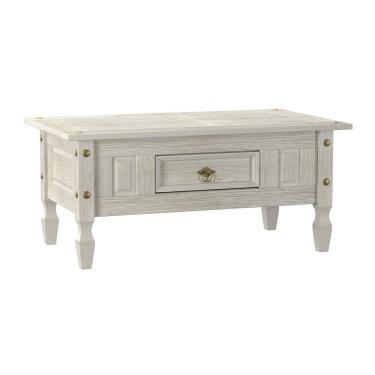 Imagem de Mesa De Centro Com Gaveta Em Madeira 100x60x45 Cm Pátina Branca Elliottiis
