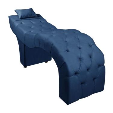 Imagem de Maca Estofada Para Clínica De Estética Facial Com Capitonê Andressa Veludo Speciale Home Azul