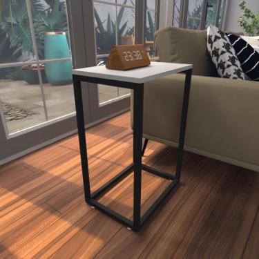 Imagem de Mesa Lateral Cinza Aparador De Sofa Sala Mesa Lateral Cama