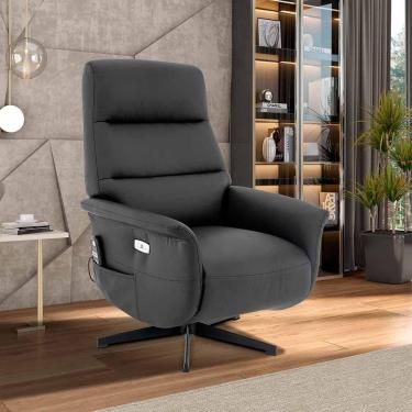 Imagem de Poltrona De Massagem Reclinável Nevada Giratória Com Usb Pu Preto G56 - Gran Belo