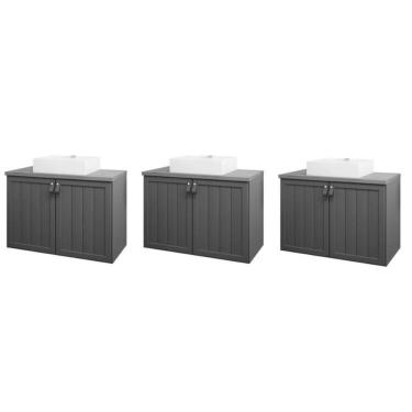 Imagem de Kit Com 3 Gabinetes Suspensos Com Cuba 60cm Brisa Espresso Móveis Pistache