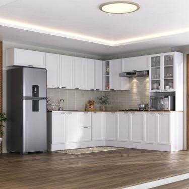 Imagem de Cozinha Compacta 10 Peças 5 Aéreos 4 Balcões 1 Paneleiro Duplo Soho Cabecasa Madeiramadeira Branco-branco
