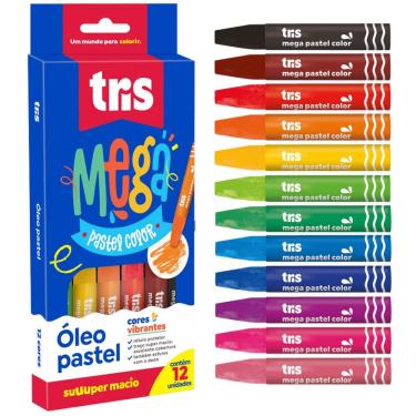 Imagem de Giz óleo Pastel Mega Color Tris - 12 Cores