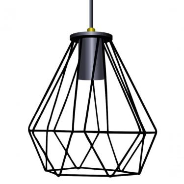 Imagem de Lustre Luminária Diamante Moderno Pendente 3d Preto Preto