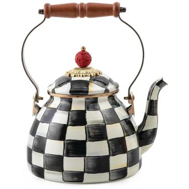 Imagem de Chaleira de Chá Esmaltada 2 Litros, MacKenzie Childs, Preta e Branca