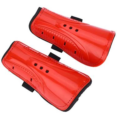 Imagem de 1 par de caneleiras esportivas de futebol infantil adulto bola de futebol protetor de pernas preto (vermelho)