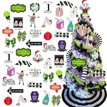 Imagem de POPYHMLT Decorações Para Árvores De Natal, 45 Enfeites Besouro, Cartões Papel Frente E Verso, Enfeite Pendurado "Beetle It'S Show Time" Festa, Porta Casa, Decoração Parede Feriados