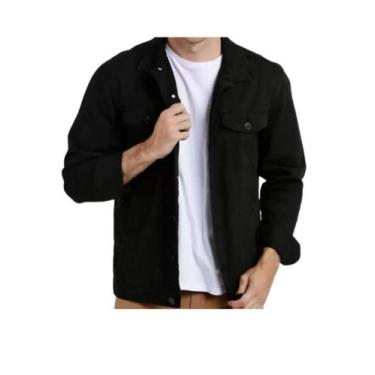 Imagem de Jaqueta Sarja Preta Masculina - Wju Jeans, G, Preto